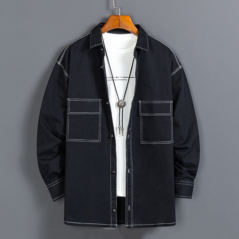 Meeste uus moodne puuvillane pikkade varrukatega särk