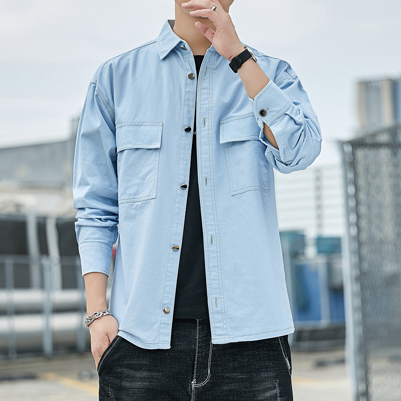 Meeste uus moodne puuvillane pikkade varrukatega särk