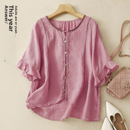 Kunstiline retro poolvarrukaga pluus 